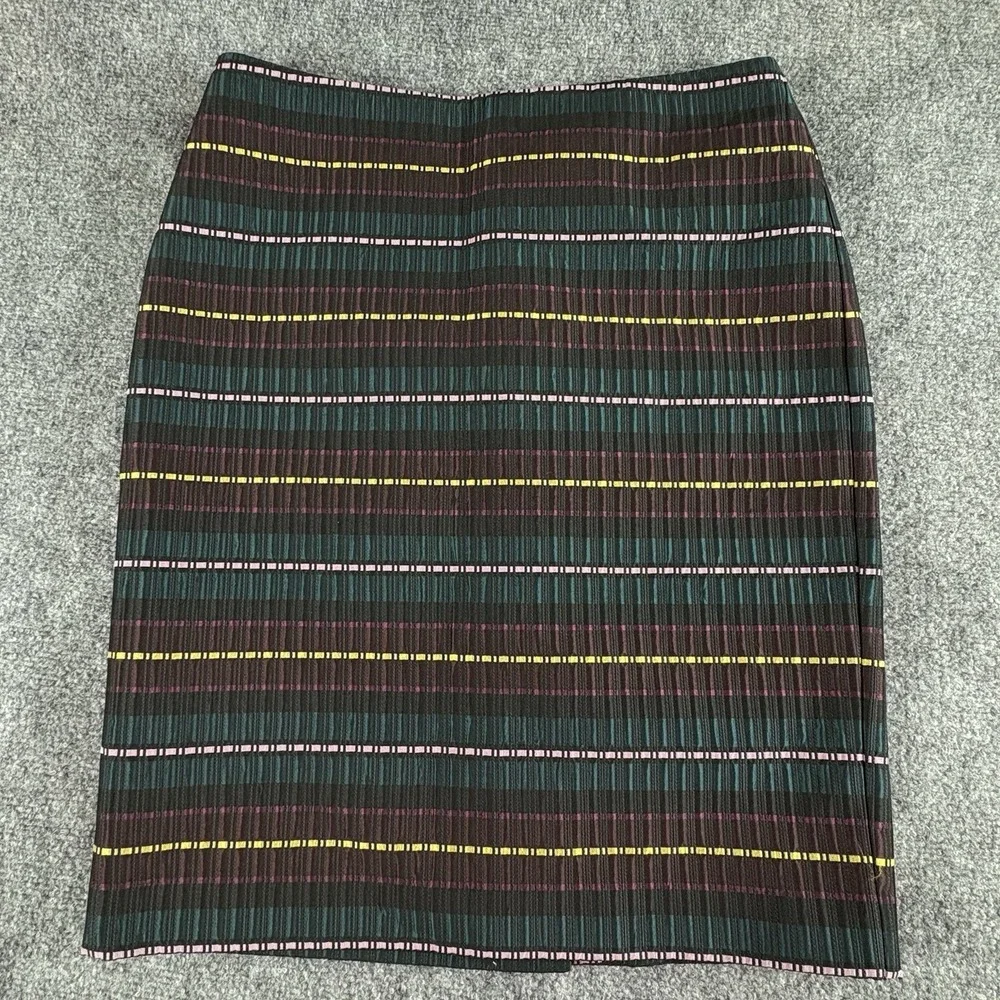 Ann Taylor Factory Skirt Women 6 Multicolor Pencil Stripe Preppy Office Academic